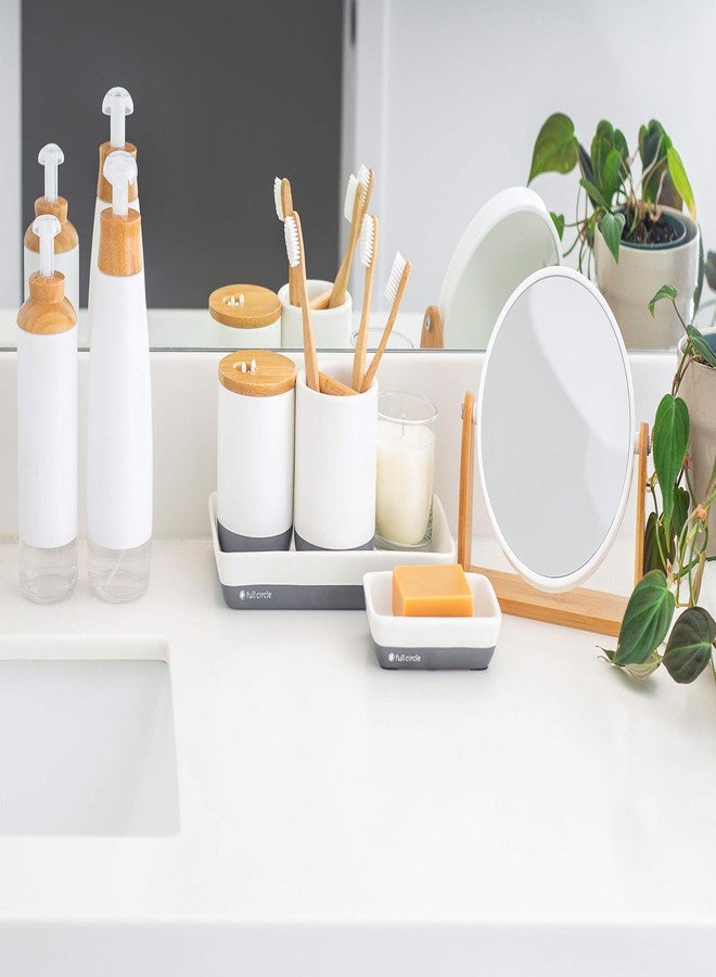 Full Circle Pick Me Up Cotton Swab and Q-Tip Canister, White & Bamboo - Image 4