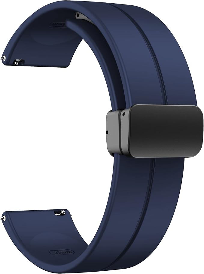 Unipha Magnetic Silicone Watch Band 22mm Quick Release, Soft Sport Strap with Magnetic Folding Clasp for Men & Women – Navy Blue - Image 1