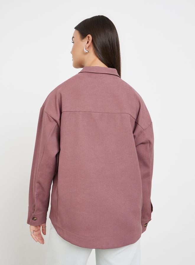 ستايلي قميص وردي بياقة وأزرار أمامية - Image 5