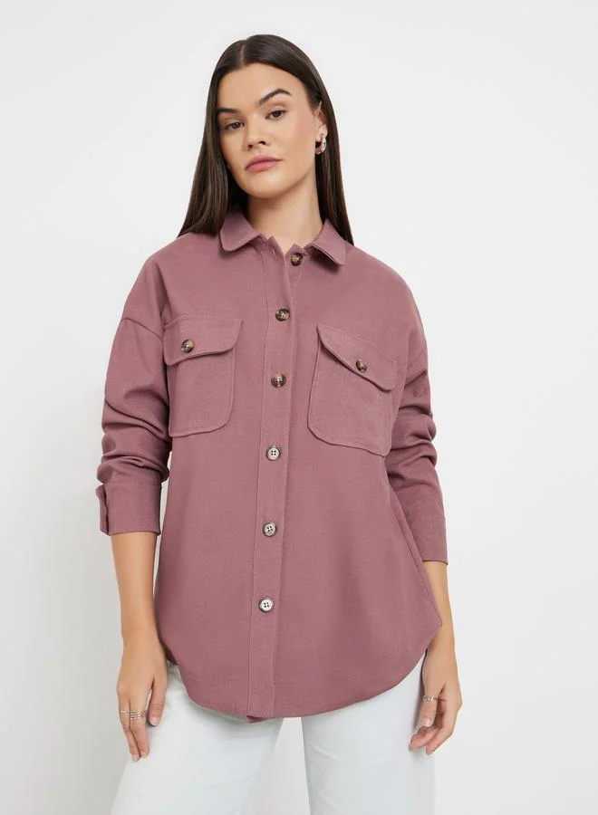 Styli Pink Front Button Collared Shirt