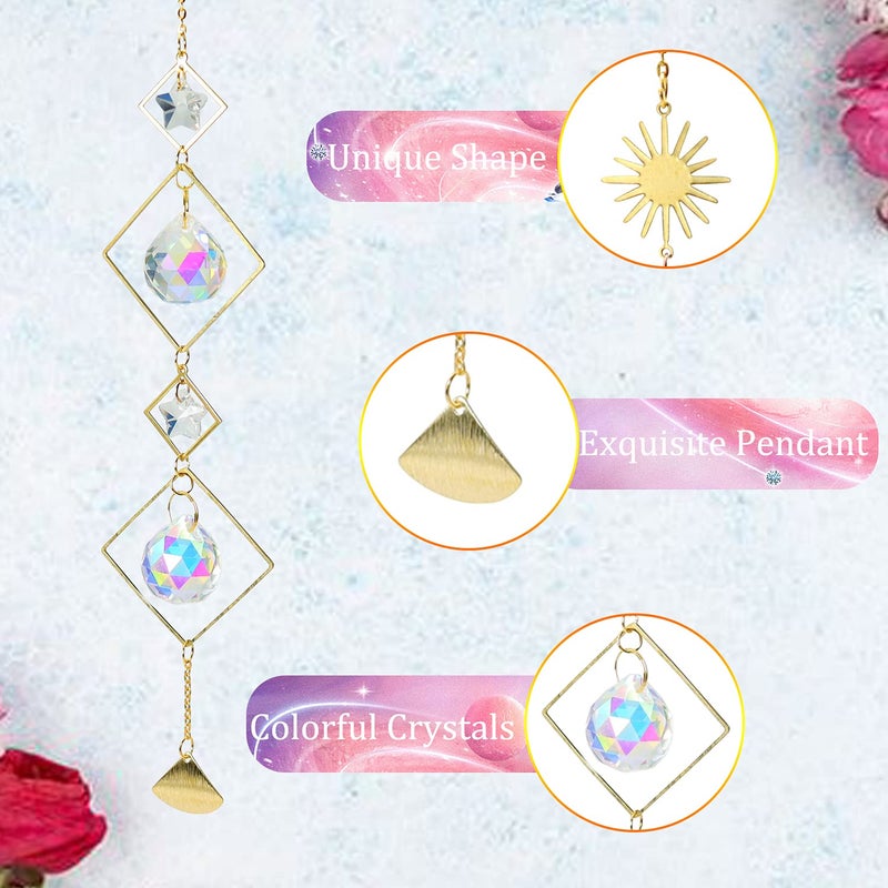 ilclviz 6Pieces Colorful Crystals Suncatcher Hanging Sun Catcher with Chain Pendant Ornament Crystal Balls for Window Home Garden Christmas Day Party Wedding Decoration - Image 3