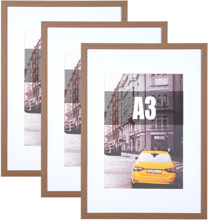 kennethan Brown Wooden Picture Frame with Mount, Poster Frame, certificate frame for Freestanding and Wall Mountable - Image 1
