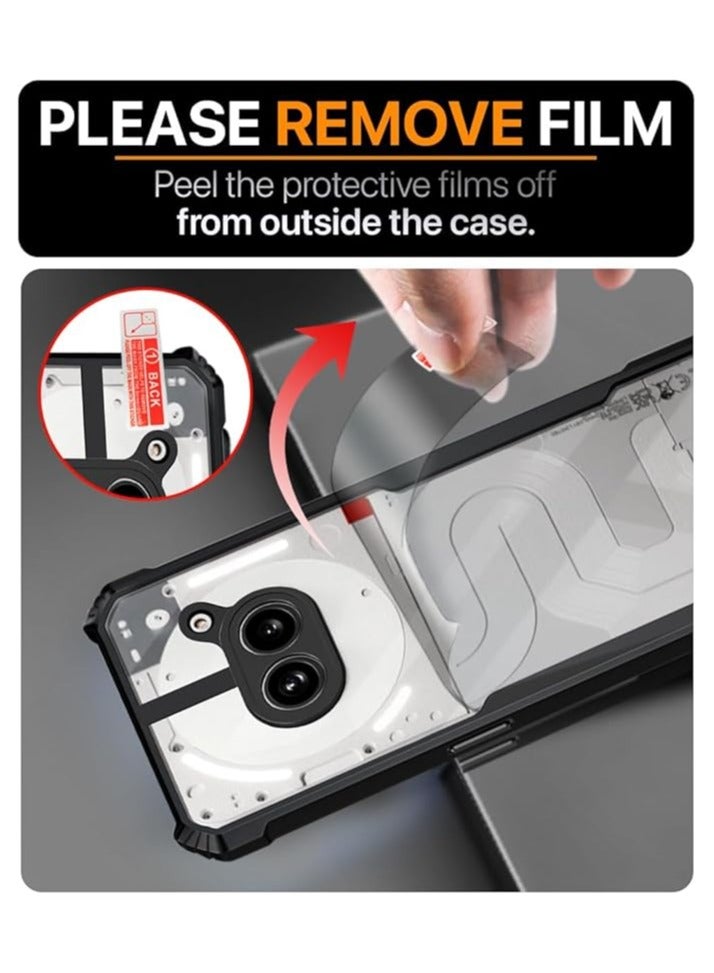 لا شيء هاتف 2a غطاء خلفي صلب شفاف من البولي كربونات مع حواف سوداء من البولي يوريثان الحراري الممتاز المقاوم للصدمات 360 درجة مقاومة للصدمات وحماية عدسة الكاميرا غطاء شفاف لهاتف لا شيء هاتف 2a - Image 2