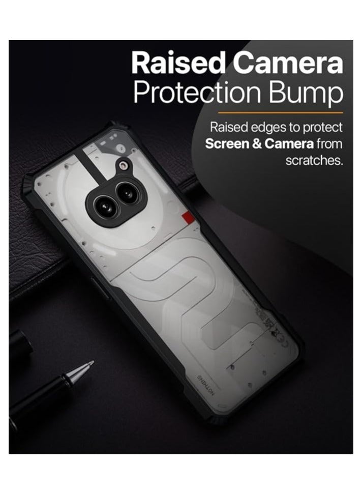 لا شيء هاتف 2a غطاء خلفي صلب شفاف من البولي كربونات مع حواف سوداء من البولي يوريثان الحراري الممتاز المقاوم للصدمات 360 درجة مقاومة للصدمات وحماية عدسة الكاميرا غطاء شفاف لهاتف لا شيء هاتف 2a - Image 3