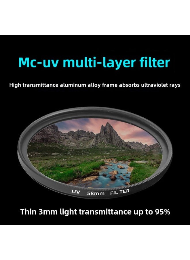 Generic - SLR Camera UV Filter UV Filter 30.5-105UV Mirror Dustproof Filter UV Protection Mirror-Color:58mm - Image 1