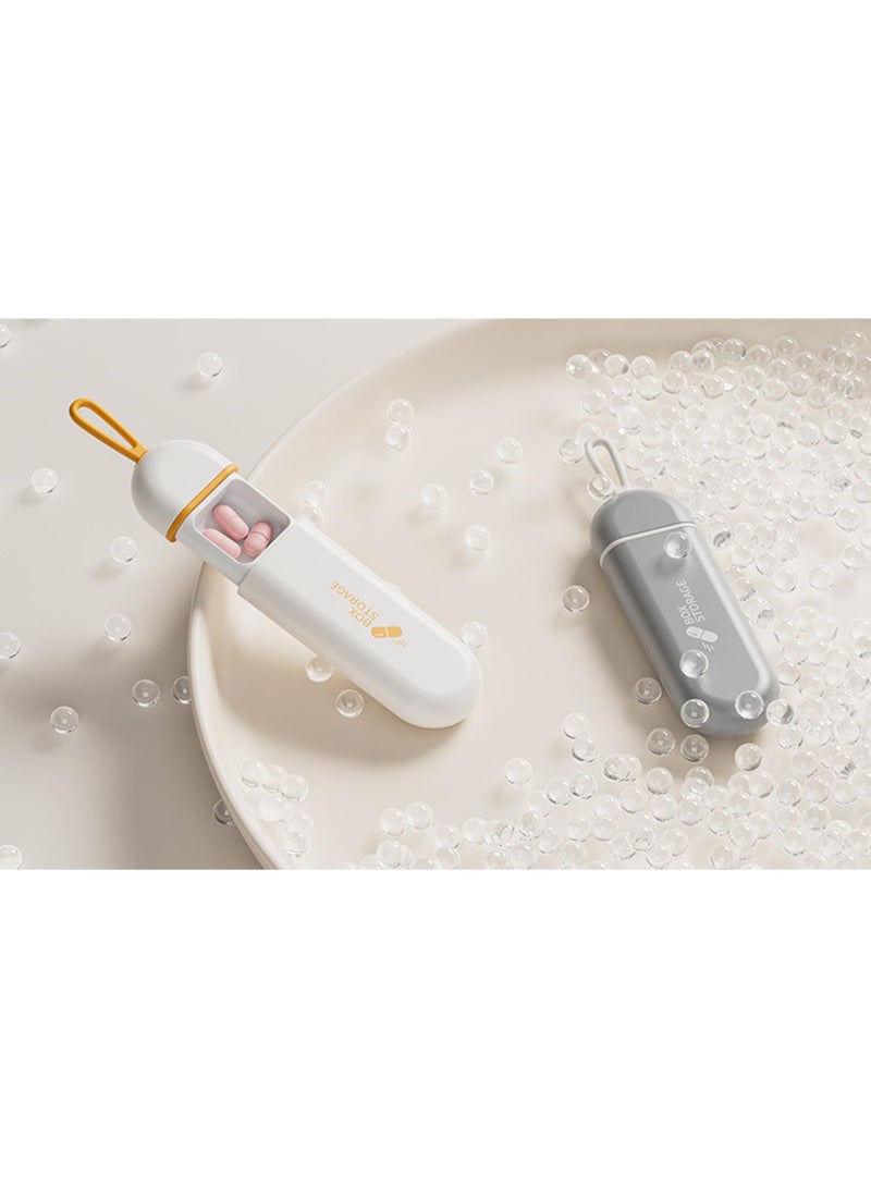 منظم أقراص سفر من قطعتين، علبة حبوب محمولة بثلاث خلايا مع حبل حمل من السيليكون، حافظة أقراص جيب مع شريط مقاوم للرطوبة، علبة أدوية صغيرة (أبيض ورمادي) - Image 4