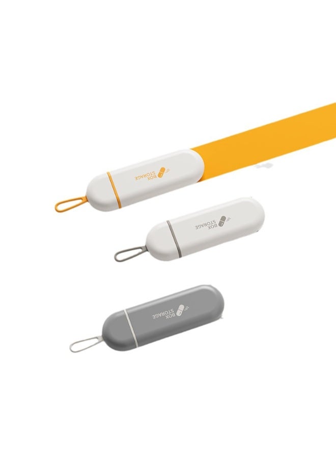 منظم أقراص سفر من قطعتين، علبة حبوب محمولة بثلاث خلايا مع حبل حمل من السيليكون، حافظة أقراص جيب مع شريط مقاوم للرطوبة، علبة أدوية صغيرة (أبيض ورمادي) - Image 3