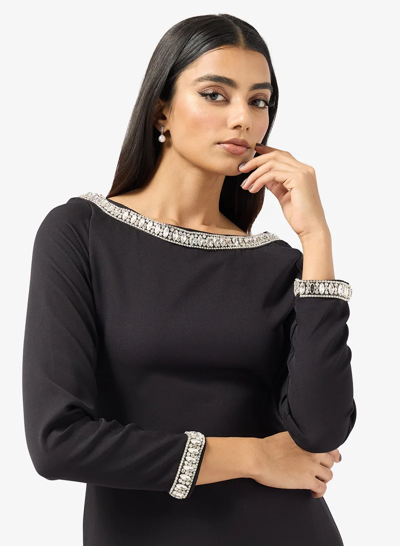Khizana  Embellished Neck Shift Dress for Women | Best Price UAE