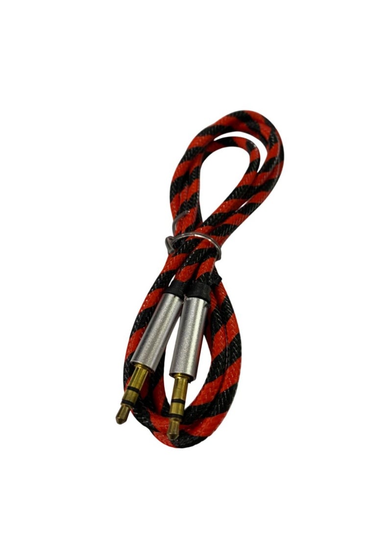 Aux to Aux Cable 3.5mm Braided Car Sound Audio Cable 1M Speaker Cable Red & Black - Image 2