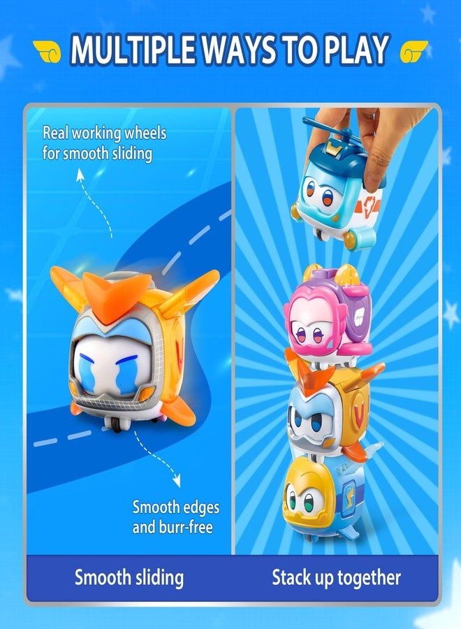 Super Wings Super Pets 4-Pack Collection Jerome, Golden Boy, Shine, Ellie, Vehicle Action Figure with Light Effect and Mutiple Emotion Expressions, Gifts for Kids Age 3+ - Image 2