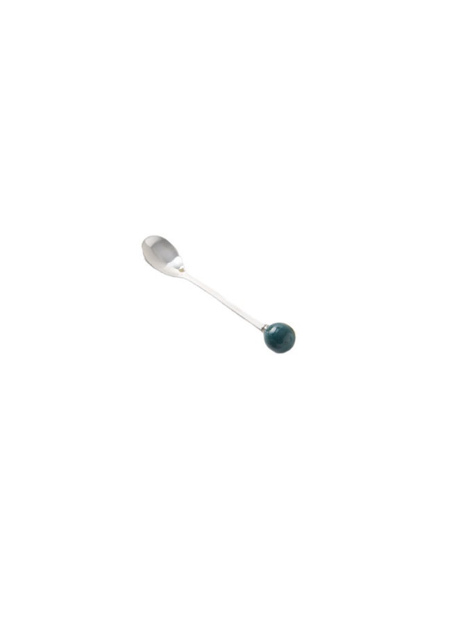 Cream Style Advanced Fruit Fork Suit Multi-purpose Ceramic Cheese Storage Can Bar Decoration Good Hand Ceremony-Specification:Dark Green Spoon - Image 1