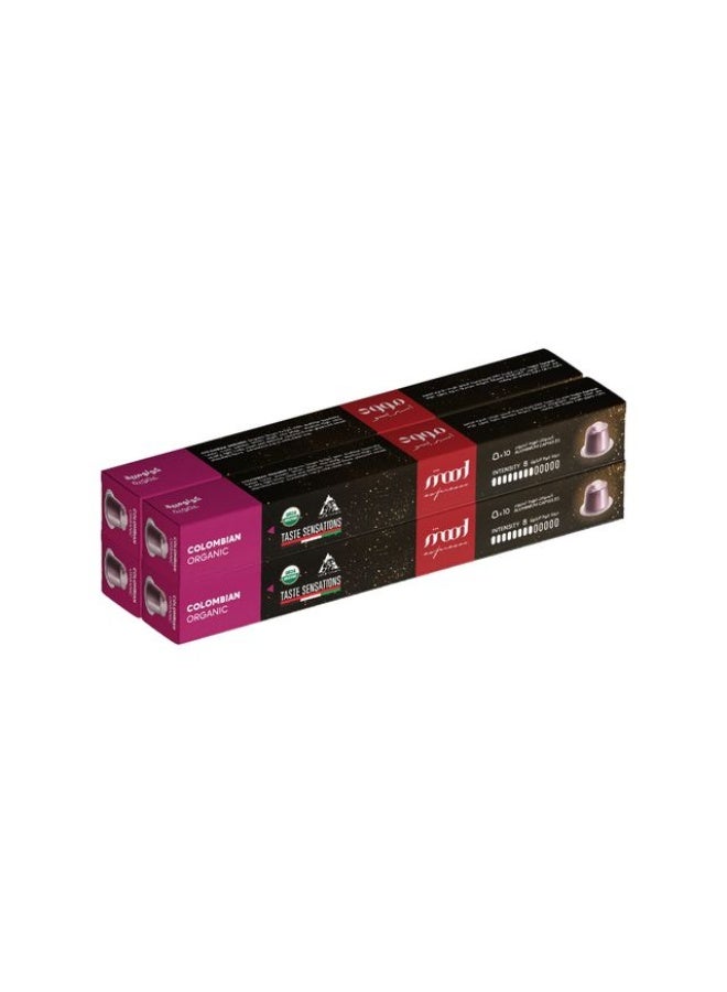 Nespresso Compatible Aluminium Capsules - Organic Colombian Coffee, Pack of 4 (40 Capsules)