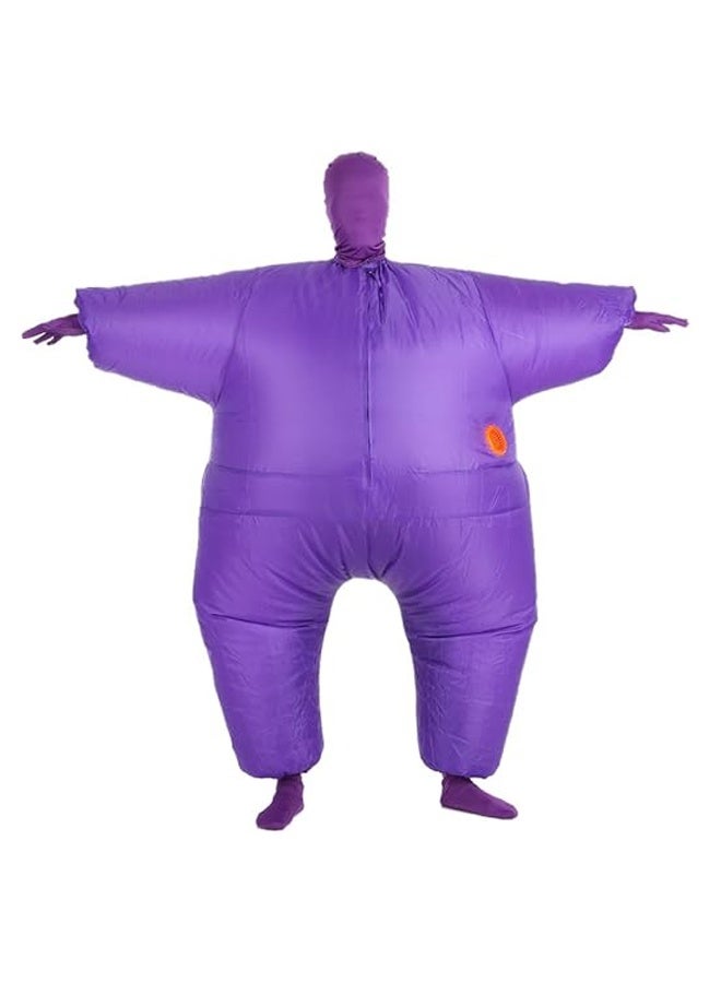 Funny Adult Size Inflatable Full Body Costume Suit - Air Fan Operated Blow Up Fancy Dress for  Halloween, Carnival & More - Fat Inflatable Jumpsuit Costume in Purple Colors Fits 1.65 - 1.8m Adults - Image 2