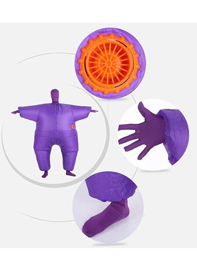 Funny Adult Size Inflatable Full Body Costume Suit - Air Fan Operated Blow Up Fancy Dress for  Halloween, Carnival & More - Fat Inflatable Jumpsuit Costume in Purple Colors Fits 1.65 - 1.8m Adults - Image 3