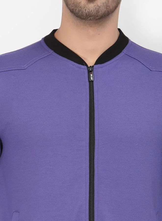 PAUSE Men Purple Regular Fit Contrast Trim Jacket