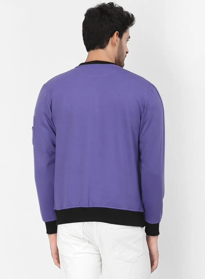 PAUSE Men Purple Regular Fit Contrast Trim Jacket