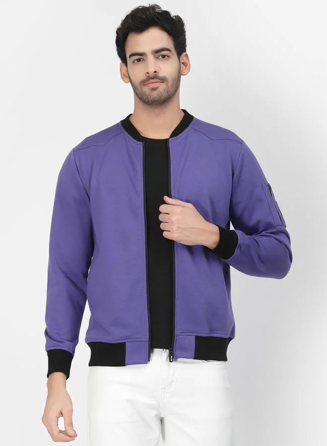 PAUSE Men Purple Regular Fit Contrast Trim Jacket