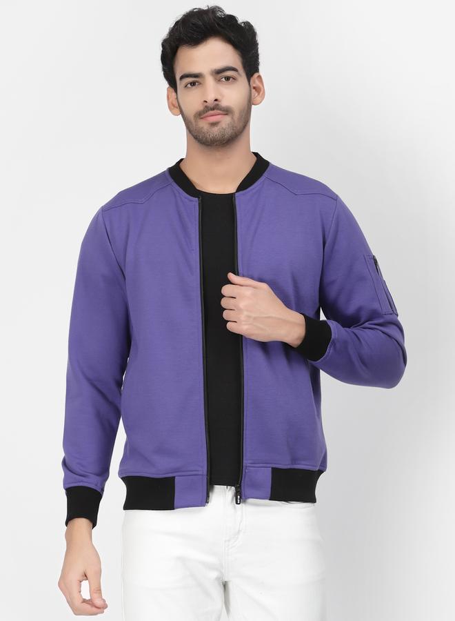 PAUSE Men Purple Regular Fit Contrast Trim Jacket - Image 1