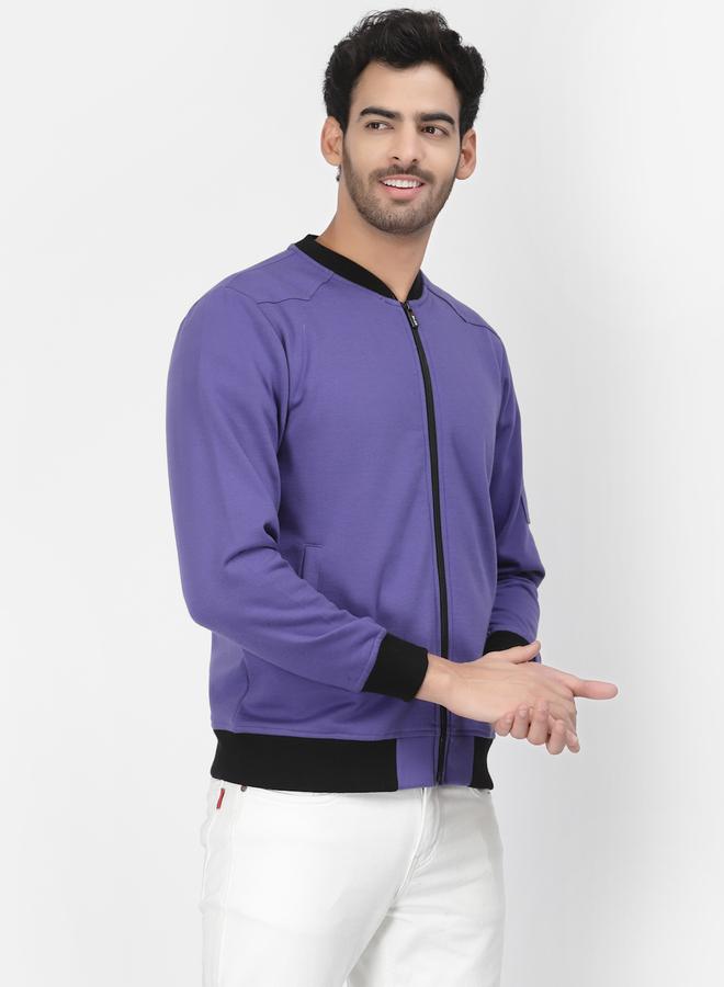 PAUSE Men Purple Regular Fit Contrast Trim Jacket - Image 4