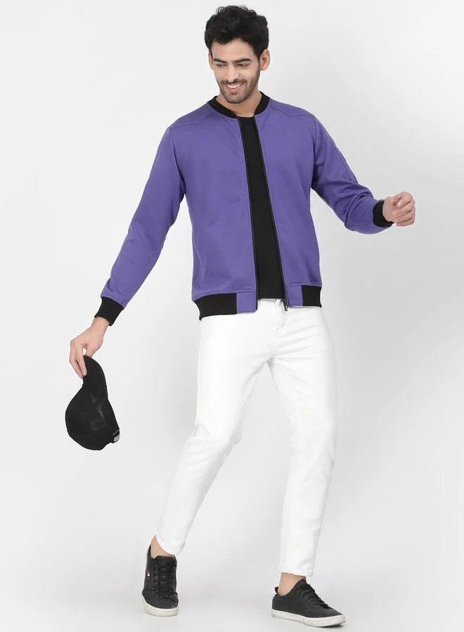 PAUSE Men Purple Regular Fit Contrast Trim Jacket
