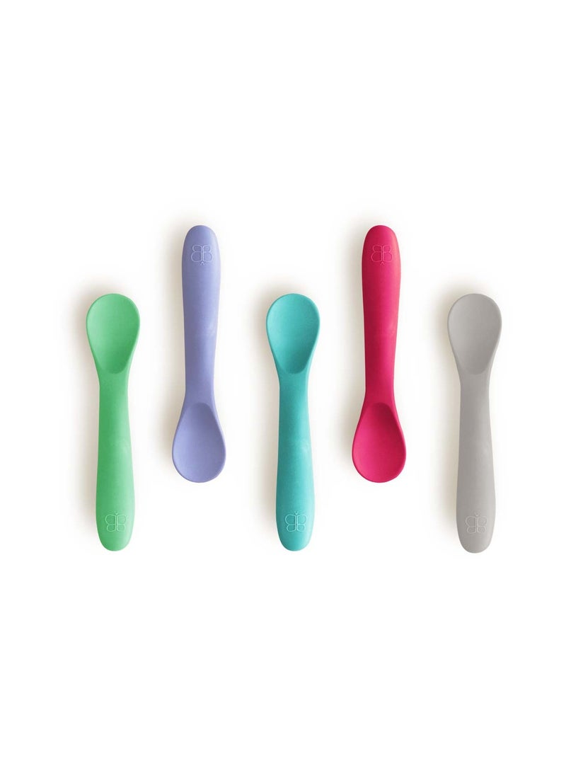 bbluv bblüv Silicone Baby Spoons Set - Soft, BPA-Free, Gum-Friendly, Dishwasher Safe, 5-Pack, 4M+ Infant Feeding Essentials, Durable & Stain-Resistant – Multicolor - Image 1