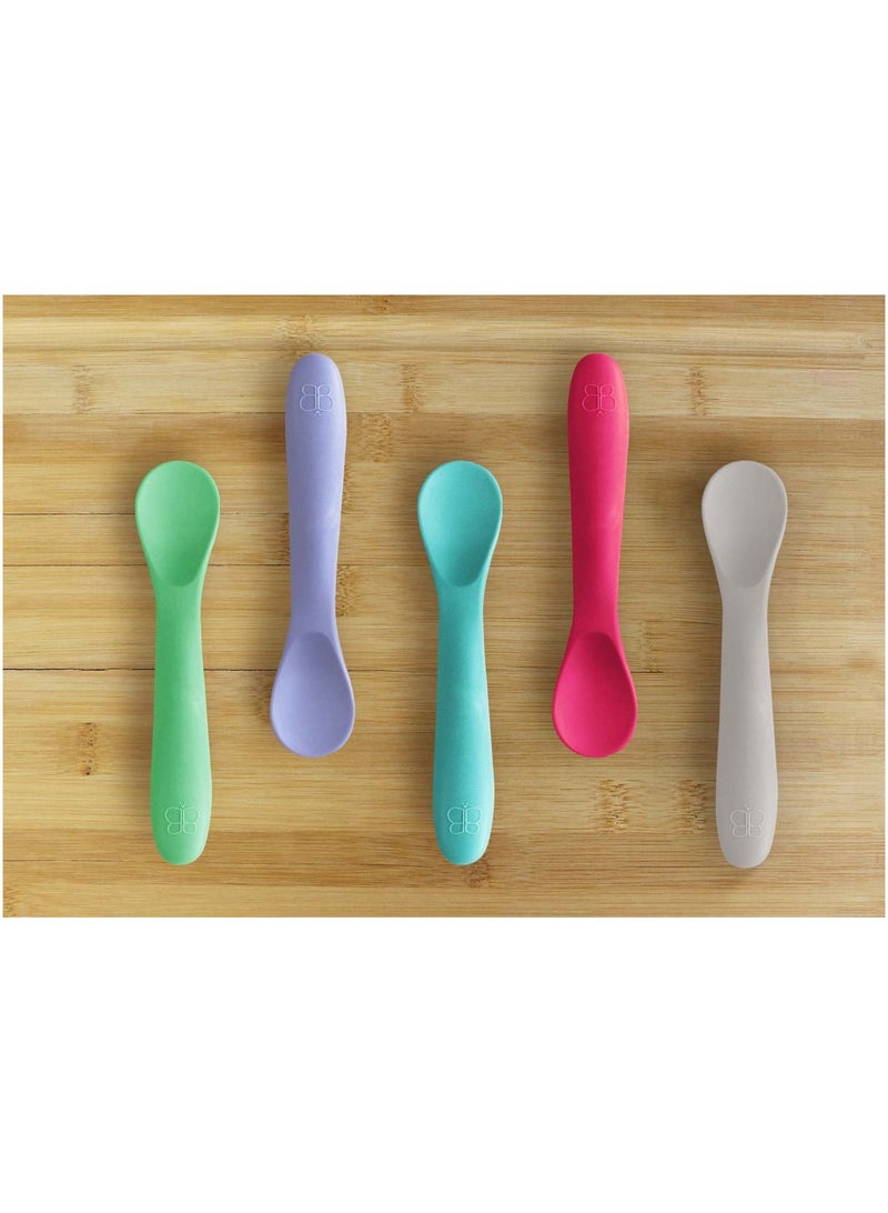 bbluv bblüv Silicone Baby Spoons Set - Soft, BPA-Free, Gum-Friendly, Dishwasher Safe, 5-Pack, 4M+ Infant Feeding Essentials, Durable & Stain-Resistant – Multicolor - Image 2