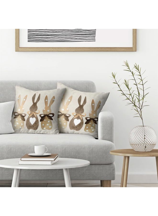 CXMEIFLY Easter Pillow Covers 18 x 18 Inch Set of 2 for Vintage Polka Dot Love Heart Bunny Decor Throw Pillows Spring Bow Rabbit Outdoor Farmhouse Decorative Cushion Cases for Couch Bed Decoration - Image 3