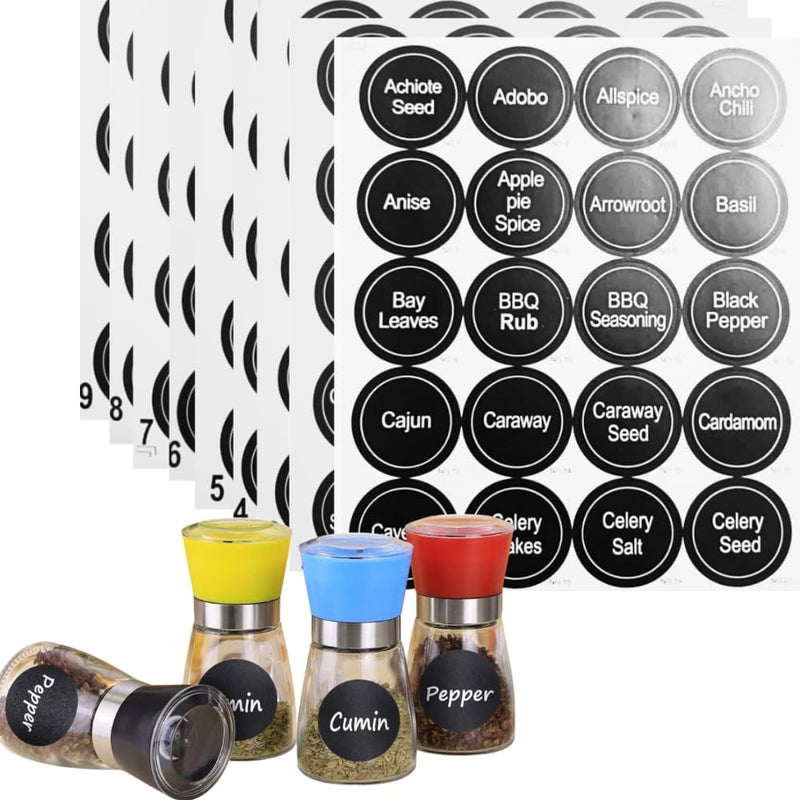 Kitchen Spice Jars and Canisters Labels, 180 Black Background - Waterproof - Multi Use - Image 1