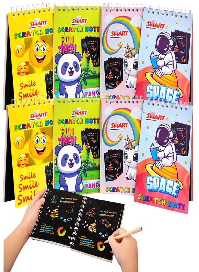 VIBA® Scratch Notebook for Kids (8 Pages, 14 x 10 cm) | Magic Scratch Art Book with Wooden Stylus | Birthday Return Gift, Party Favor & Travel Activity for Children (Pack of 24) - Image 1