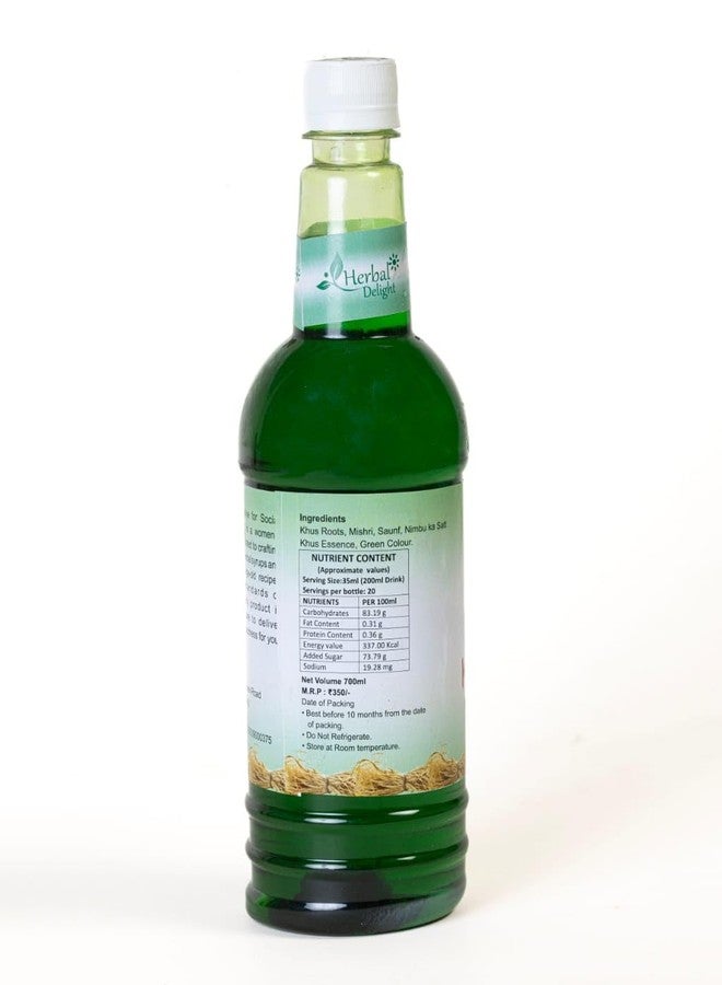 NISA Udyog Herbal Khus Delight Sharbat Syrup, 700 ml, With Goodness of Khus Roots, Fennel Seeds and Mishri I Enjoy with Chilled water, Milkshakes, Mint Mojito, Mocktails and Desserts - Image 2