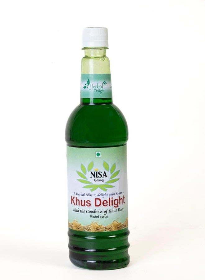 NISA Udyog Herbal Khus Delight Sharbat Syrup, 700 ml, With Goodness of Khus Roots, Fennel Seeds and Mishri I Enjoy with Chilled water, Milkshakes, Mint Mojito, Mocktails and Desserts - Image 1