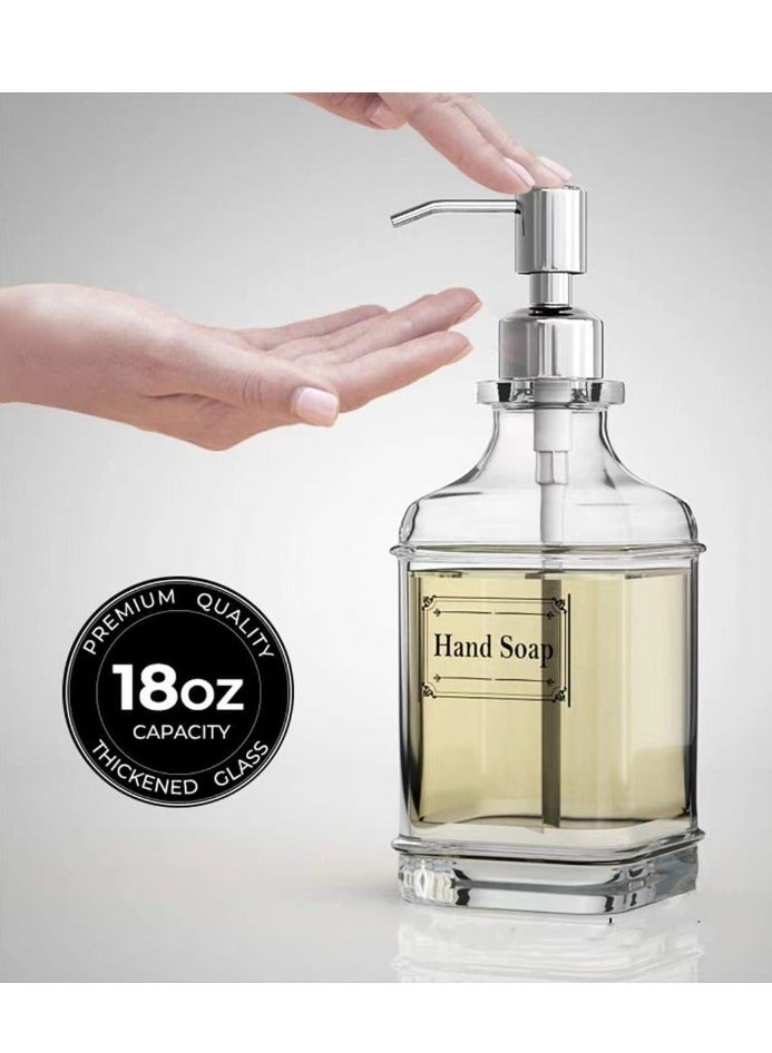 Kutis طقم موزع لوشن زجاجي مكون من قطعتين بسعة 550 مل وموزع صابون سائل ومطهر لليدين مقاس 8 × 3.3 × 3.3 بوصة  - Image 4