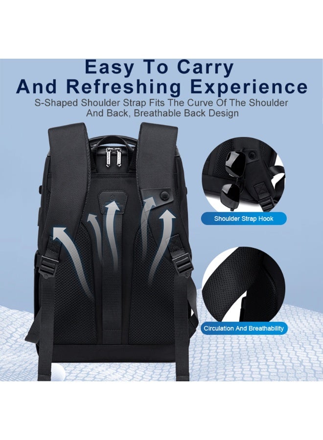 ARCTIC HUNTER 16 Inch Laptop backpack Waterproof 180° Open Business Casual Travel backpack with USB/C-Type Port for Men Women, B00675, Black - Image 3