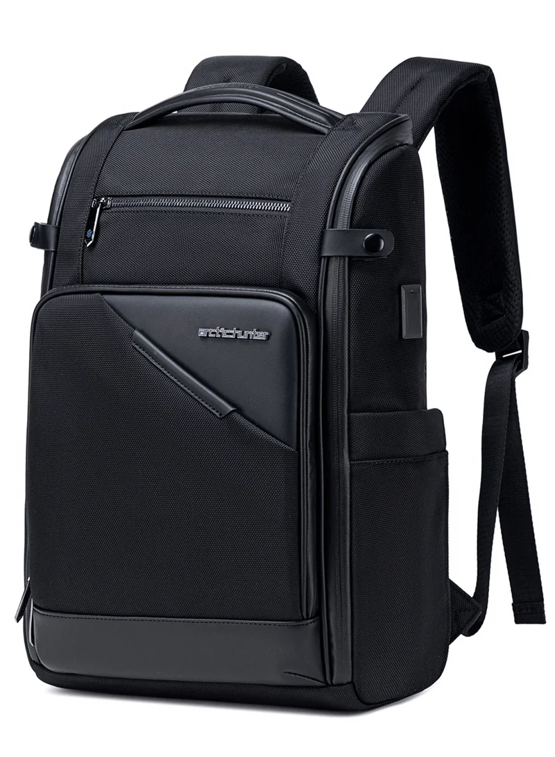 أركتيك هانتر 16 Inch Laptop backpack Waterproof 180° Open Business Casual Travel backpack with USB/C-Type Port for Men Women, B00675, Black