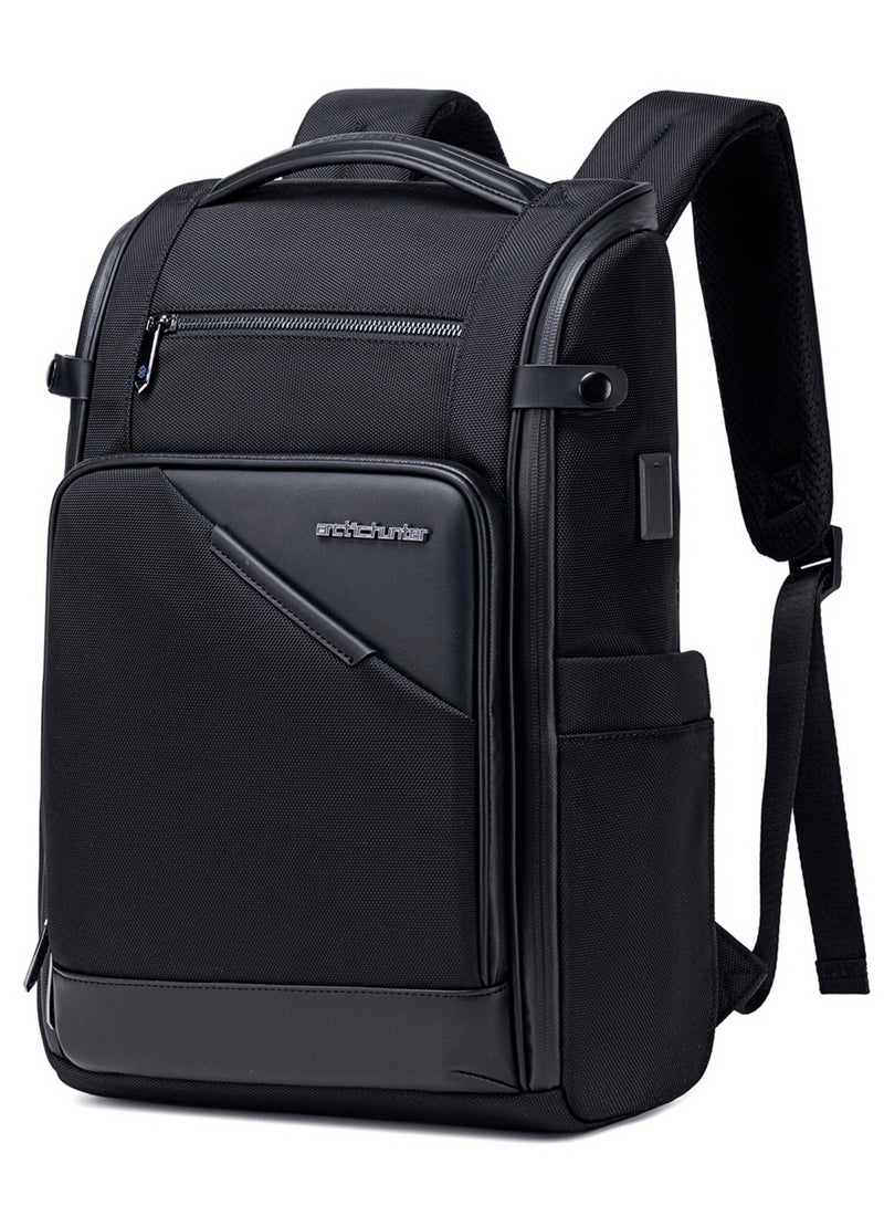ARCTIC HUNTER 16 Inch Laptop backpack Waterproof 180° Open Business Casual Travel backpack with USB/C-Type Port for Men Women, B00675, Black - Image 1