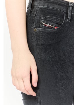 DIESEL Women Slim Fit Washed Stretchable Denim Jeans, Black  - Image 2