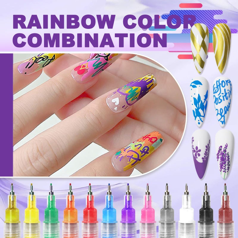 MKNZOME 12 Color Nail Art Pens, 0.5 MM Nail Polish Pens Set Drawing Painting Point Liner Acrylic Painted Pen Kit, Waterproof and Quick-drying Nail for DIY Nails Art Design Manicure Tools - Image 2