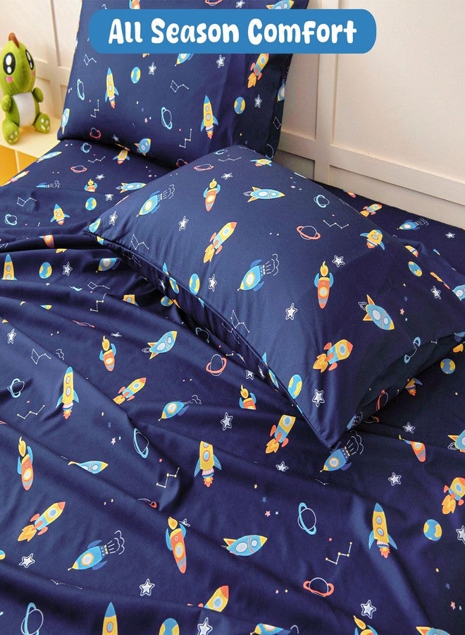 Swiftify Twin Bed Sheets Set for Boys, 3-Piece Bed Sheet Set for Toddler, Soft Brushed Microfiber Bedding, Deep Pocket, Wrinkle & Fade Resistant, Space Rocket - Image 3