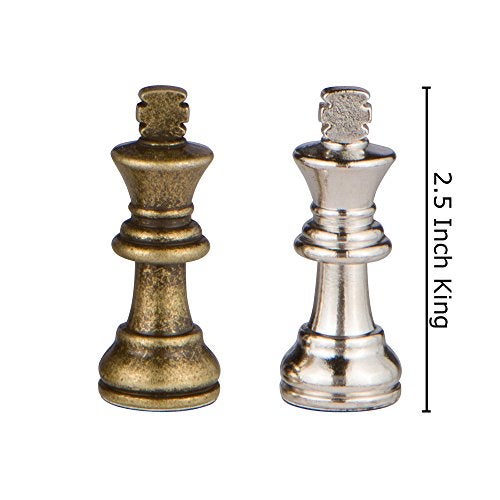 Best Chess Set Odysseus Metal Weighted Chess Pieces with 25 Inch King and Extra Queens Pieces Only No Board - Image 5