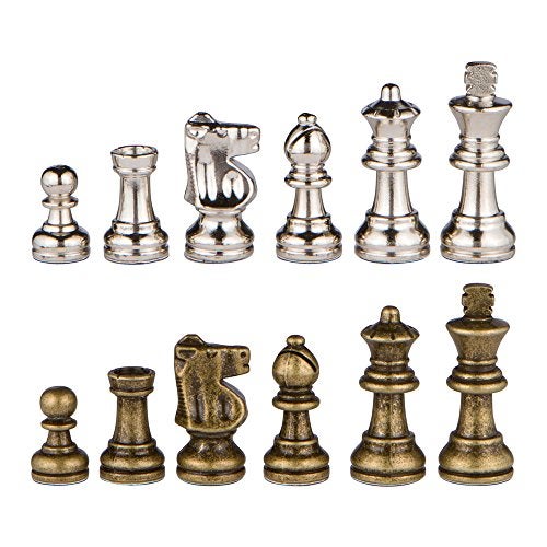 Best Chess Set Odysseus Metal Weighted Chess Pieces with 25 Inch King and Extra Queens Pieces Only No Board - Image 1