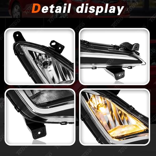 TODO 92201-3X210 Halogen Fog Lights Compatible With 2014 2015 2016 Hyundai Elantra SE Sport Limited Fog Lamps with out Daytime Running Lamp 92202-3X210 (A Pair) - Image 3