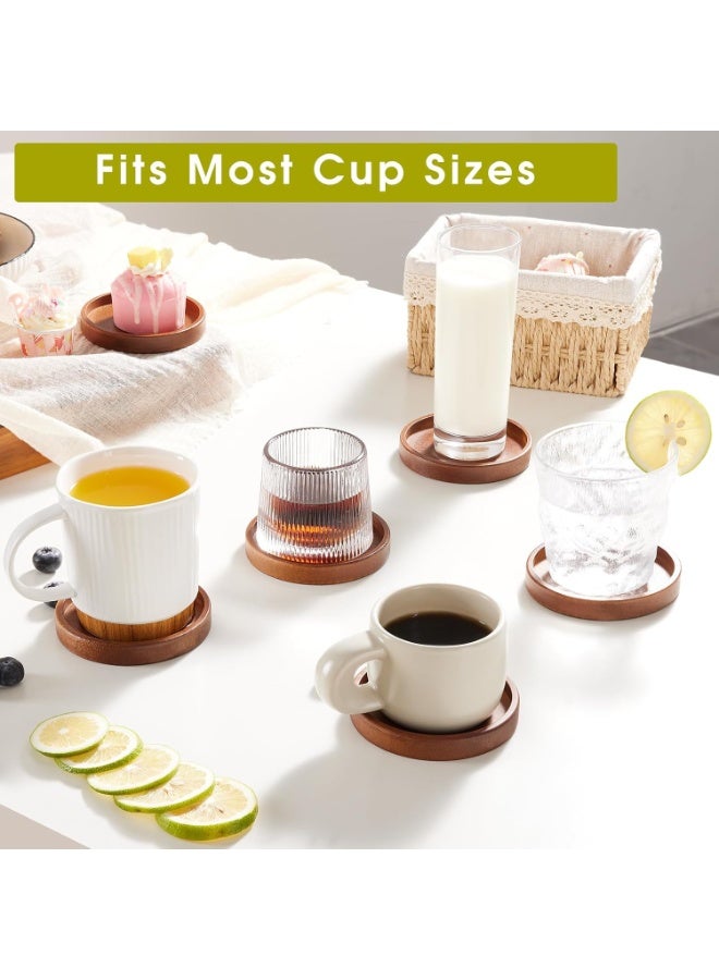 6 Pcs Wooden Coasters Set with Holder, Absorbent Coffee Cup Drink Coasters for Table Protection, Rustic Home Decor Accessories for Coffee Table, Kitchen, Dining Room, Office, Bar, Housewarming Gift - Image 4