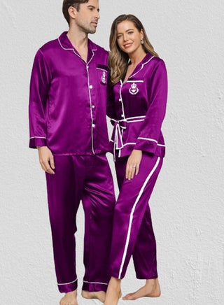 Couple satin Pajamas Set with long sleeves