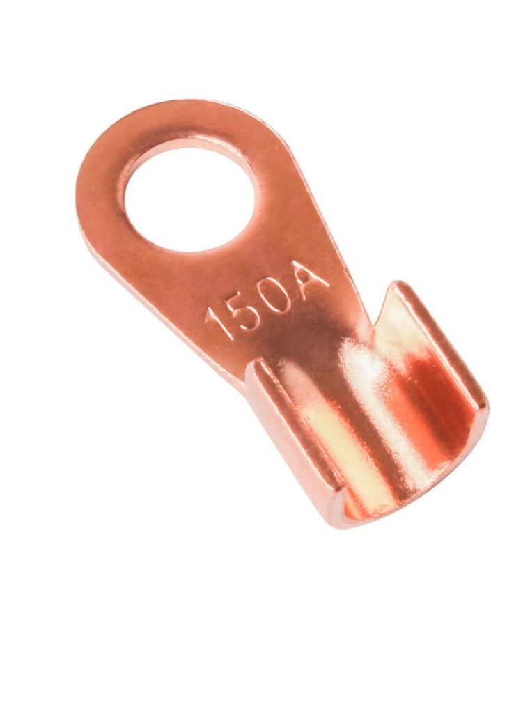 KNP KNP 150A Open Barrel Copper Ring Lug Crimp is a high quality electrical connector designed for securely attaching electrical cables to various components such as battery terminals grounding points and distribution blocks This ring lug is made from copper for excellent conductivity and is suitable for high current applications up to 150 amps.  - Image 1