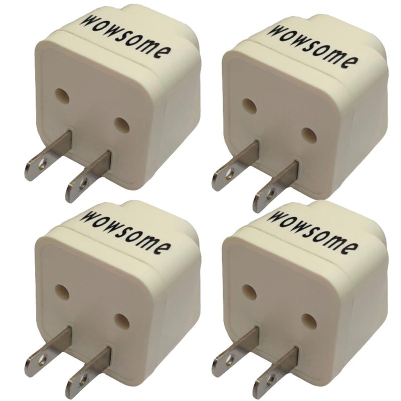 WOWSOME Wowsome Universal Converter Plug Adapter for Convert Indian UKEUAU Plug to USA Canada Japan Mexico Travel Adapter Set of 4 White - Image 1