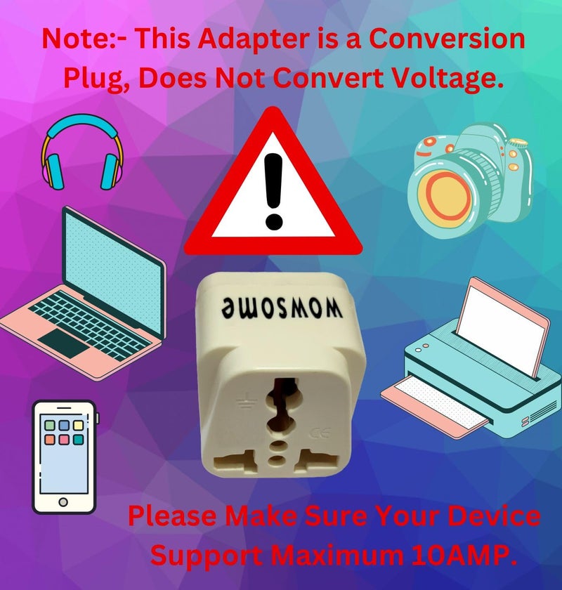 WOWSOME Wowsome Universal Converter Plug Adapter for Convert Indian UKEUAU Plug to USA Canada Japan Mexico Travel Adapter Set of 4 White - Image 5