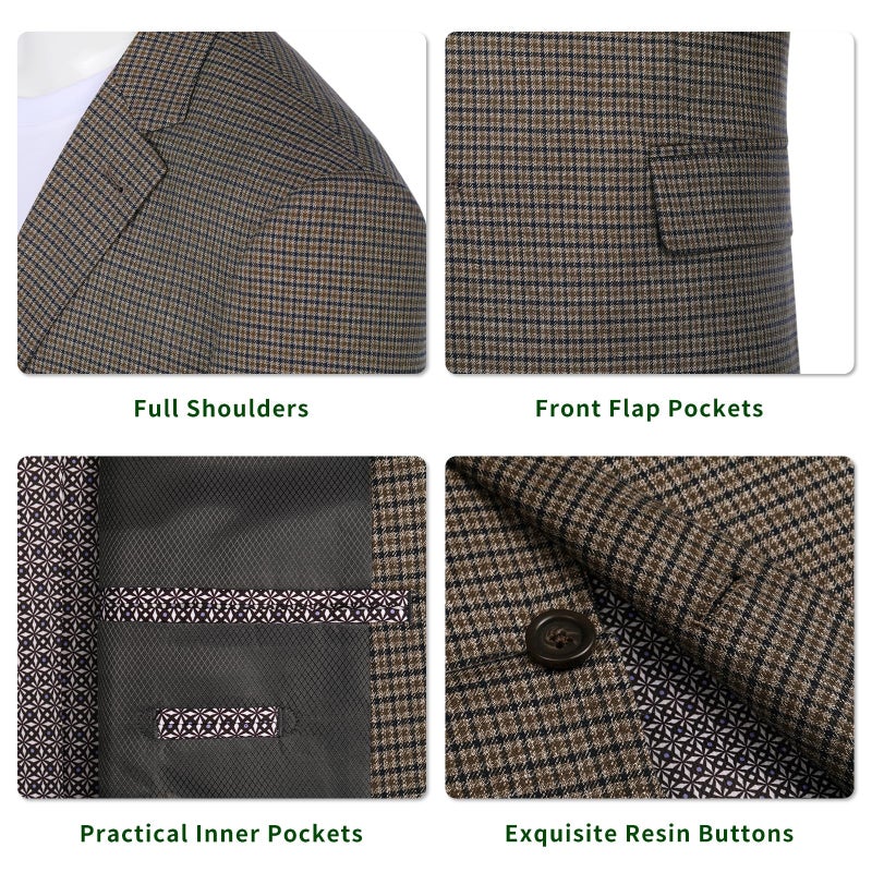 P&L Men's Classic Fit Houndstooth Blazer Sport Coat 2 Button Casual Jacket for Business, Party & Travel - Image 3