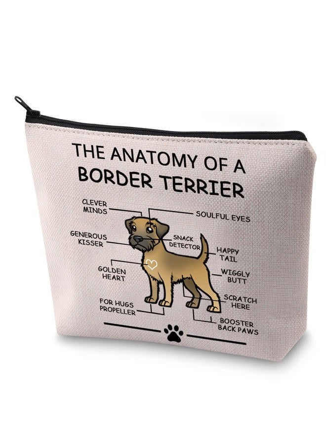 LEVLO هدايا لمحبي كلب الحدود المرحة - تشريح كلب الحدود - حقائب تجميل كلب الحدود - حقائب سفر للأم البيطرية لكلب الحدود - Image 1