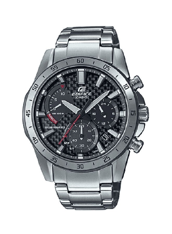 CASIO Men Edifice Watch Solar Power Chronograph , Analog ,Black Dial ,Stainless Steel Band ,Carbon fiber dial - EQS-930D-1AVUDF - Image 1