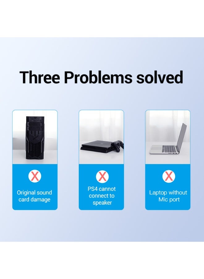 VENTION USB 2.0 External Stereo Sound Adapter with Volume Control 0.5M Black ABS Type Model # CDRBD - Image 3